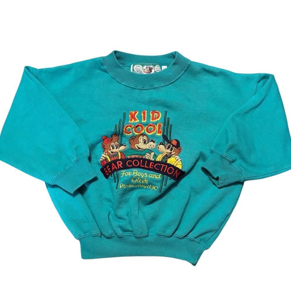 Cute vintage kids crewneck sweater, xs